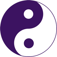 Purple and white image of the Ying Yang symbol